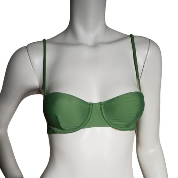 J.Crew Green Balconette Bikini Top NWT 32B Underwire Adjustable Straps - Picture 3 of 8